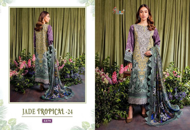 Jade Tropical 24 By Shree Embroidery Printed Cotton Pakistani Suits Wholesale Shop In Surat